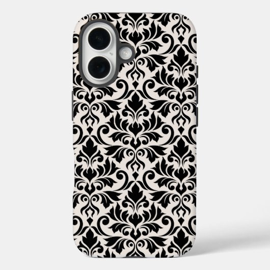 Flourish Damask Big Pattern Black on Cream Case-Mate iPhone Case (Achterkant)