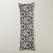 Flourish Damask Big Pattern Black on Cream Lichaamskussen (Achterkant (Verticaal))