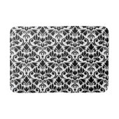 Flourish Damask Groot Patroon Zwart op Wit Badmat (Voorkant)