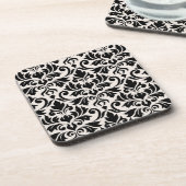 Flourish Damask Lg Pattern Black on Cream Bier Onderzetter (Linkerzijde)
