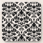 Flourish Damask Lg Pattern Black on Cream Bier Onderzetter (Voorkant)