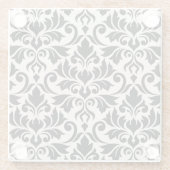 Flourish Damask Lg Pattern Black on Cream Glazen Onderzetter (Achterkant)