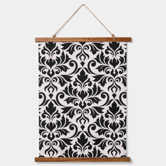 Flourish Damask Lg Pattern Black on Cream Hangend Wandkleed (Voorkant)