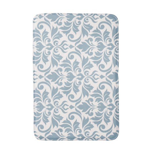 Flourish Damask LG Pattern Blue op Cream Badmat (Voorkant Verticaal)