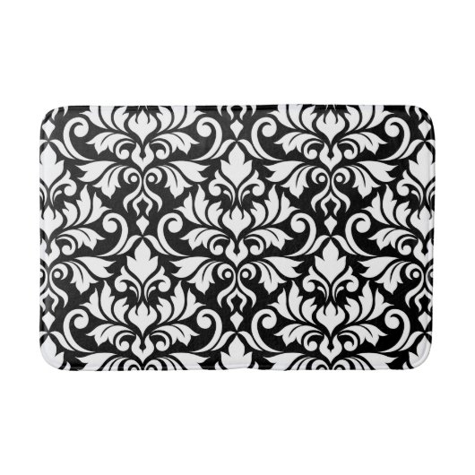 Flourish Damask LG Pattern Wit op Zwart Badmat (Voorkant)
