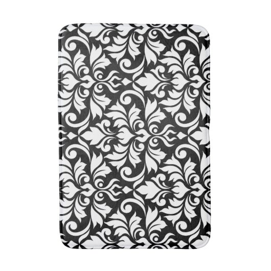 Flourish Damask LG Pattern Wit op Zwart Badmat (Voorkant Verticaal)