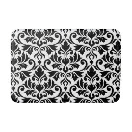 Flourish Damask LG Pattern Zwart op Wit Badmat