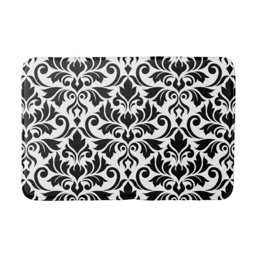 Flourish Damask LG Pattern Zwart op Wit Badmat (Voorkant)