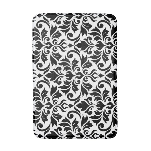 Flourish Damask LG Pattern Zwart op Wit Badmat (Voorkant Verticaal)
