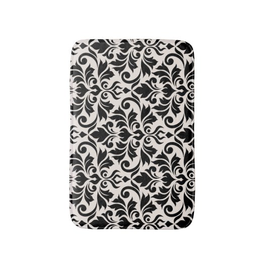 Flourish Damask Pattern Black on Cream Badmat (Voorkant Verticaal)