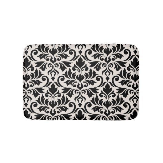 Flourish Damask Pattern Black on Cream Badmat (Voorkant)