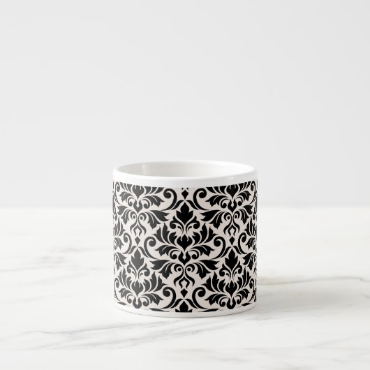 Flourish Damask Pattern Black on Cream Espresso Kop (Voorkant)