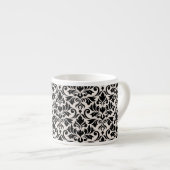 Flourish Damask Pattern Black on Cream Espresso Kop (Voorkant rechts)