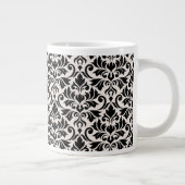 Flourish Damask Pattern Black on Cream Grote Koffiekop (Rechts)