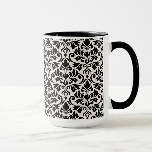 Flourish Damask Pattern Black on Cream Mok (Rechts)