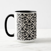 Flourish Damask Pattern Black on Cream Mok (Links)