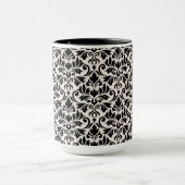 Flourish Damask Pattern Black on Cream Mok (Midden)