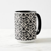 Flourish Damask Pattern Black on Cream Mok (Voorkant rechts)