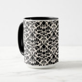 Flourish Damask Pattern Black on Cream Mok (Voorkant links)