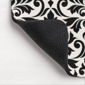 Flourish Damask Pattern Black on Cream Muismat (Hoek)
