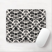 Flourish Damask Pattern Black on Cream Muismat (Met muis)
