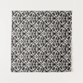 Flourish Damask Pattern Black on Cream Wandkleed (Voorkant (horizontaal))
