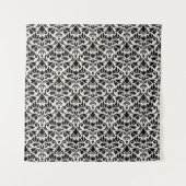 Flourish Damask Pattern Black on Cream Wandkleed (Voorkant)