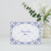 Flourish Damask Pattern - blauw Briefkaart (Staand voorkant)