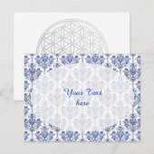 Flourish Damask Pattern - blauw Briefkaart (Voorkant / Achterkant)