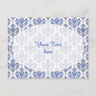 Flourish Damask Pattern - blauw Briefkaart