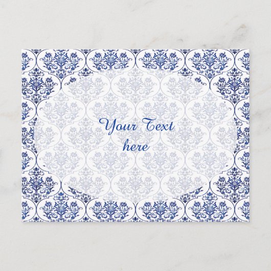 Flourish Damask Pattern - blauw Briefkaart (Voorkant)