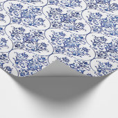 Flourish Damask Pattern - blauw Cadeaupapier (Hoek)