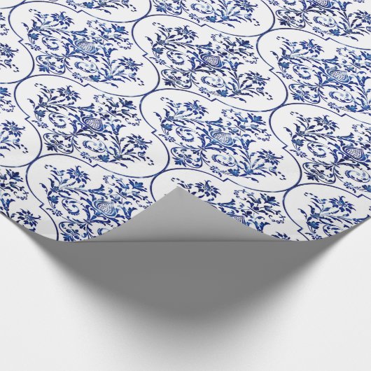 Flourish Damask Pattern - blauw Cadeaupapier (Hoek)