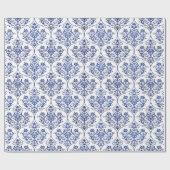 Flourish Damask Pattern - blauw Cadeaupapier (Vlak)