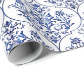 Flourish Damask Pattern - blauw Cadeaupapier (Rol Hoek)