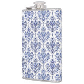 Flourish Damask Pattern - blauw Heupfles (Links)