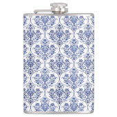 Flourish Damask Pattern - blauw Heupfles (Voorkant)
