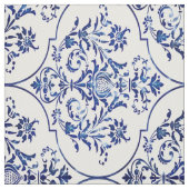 Flourish Damask Pattern - blauw + jouw idee Stof (Swatch)