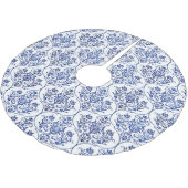 Flourish Damask Pattern - blauw Kerstboom Rok (Gekanteld)
