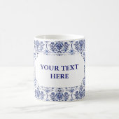 Flourish Damask Pattern - blauw Koffiemok (Center)