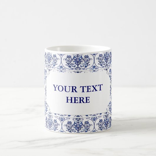 Flourish Damask Pattern - blauw Koffiemok (Center)