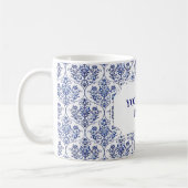 Flourish Damask Pattern - blauw Koffiemok (Links)
