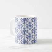 Flourish Damask Pattern - blauw Koffiemok (Voorkant links)