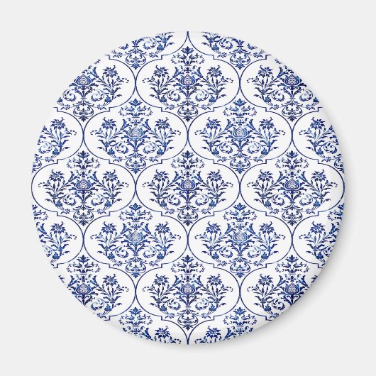 Flourish Damask Pattern - blauw Magneet (Voorkant)