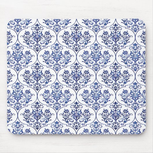 Flourish Damask Pattern - blauw Muismat (Voorkant)