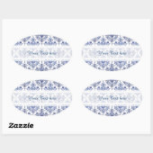 Flourish Damask Pattern - blauw Ovale Sticker (Vel)