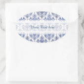 Flourish Damask Pattern - blauw Ovale Sticker (Tas)