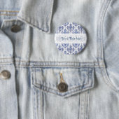 Flourish Damask Pattern - blauw Ronde Button 5,7 Cm (In situ)