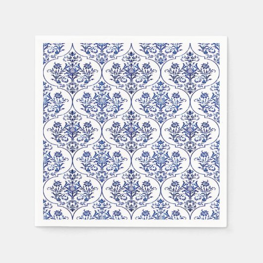 Flourish Damask Pattern - blauw Servetten (Voorkant)