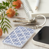 Flourish Damask Pattern - blauw Sleutelhanger (Voorkant Rechts)